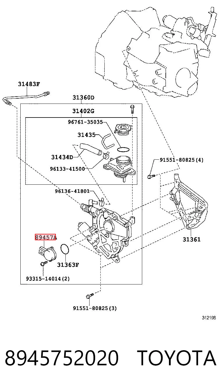 8945752020 Toyota Interruptor de embrague
