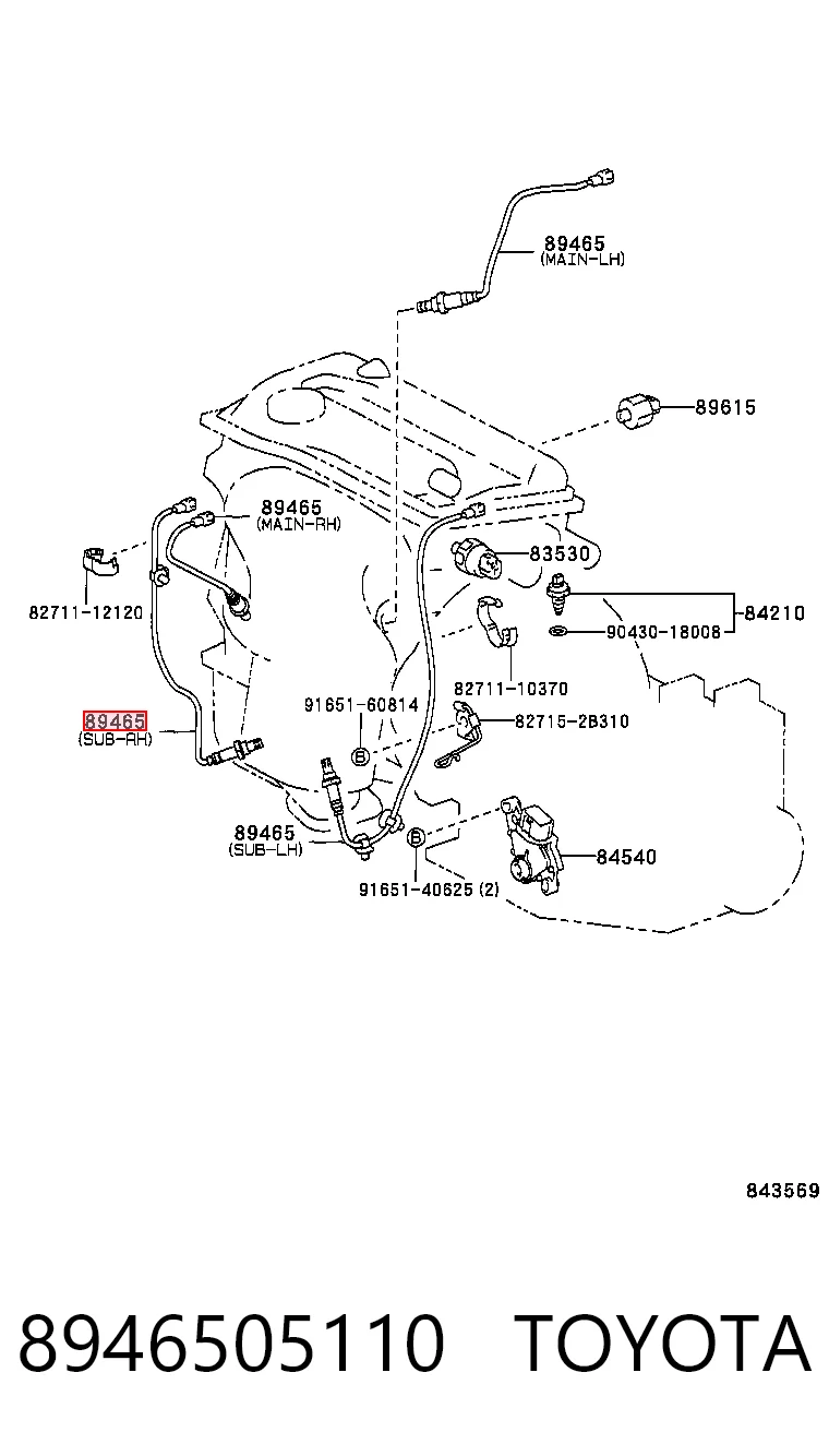 8946505110 Toyota Sensor de oxígeno previo al catalizador