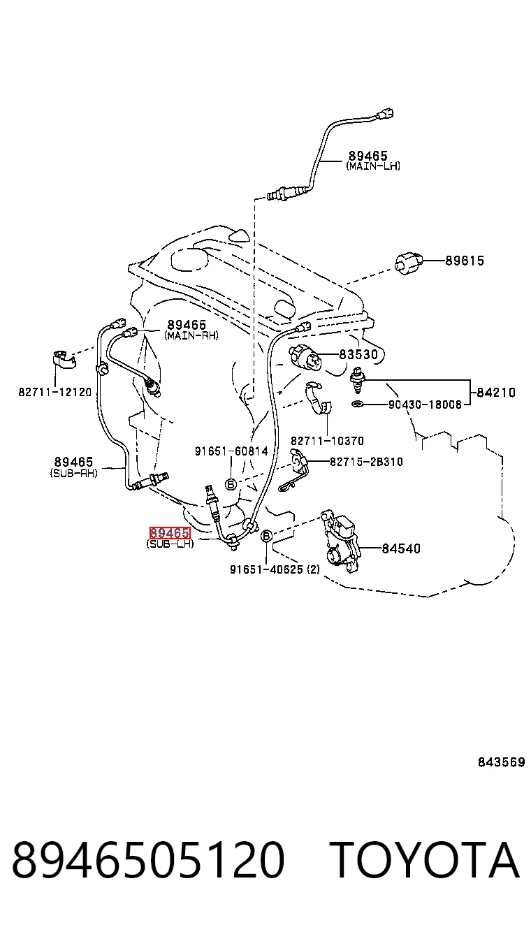8946505120 Toyota Sensor de oxígeno previo al catalizador