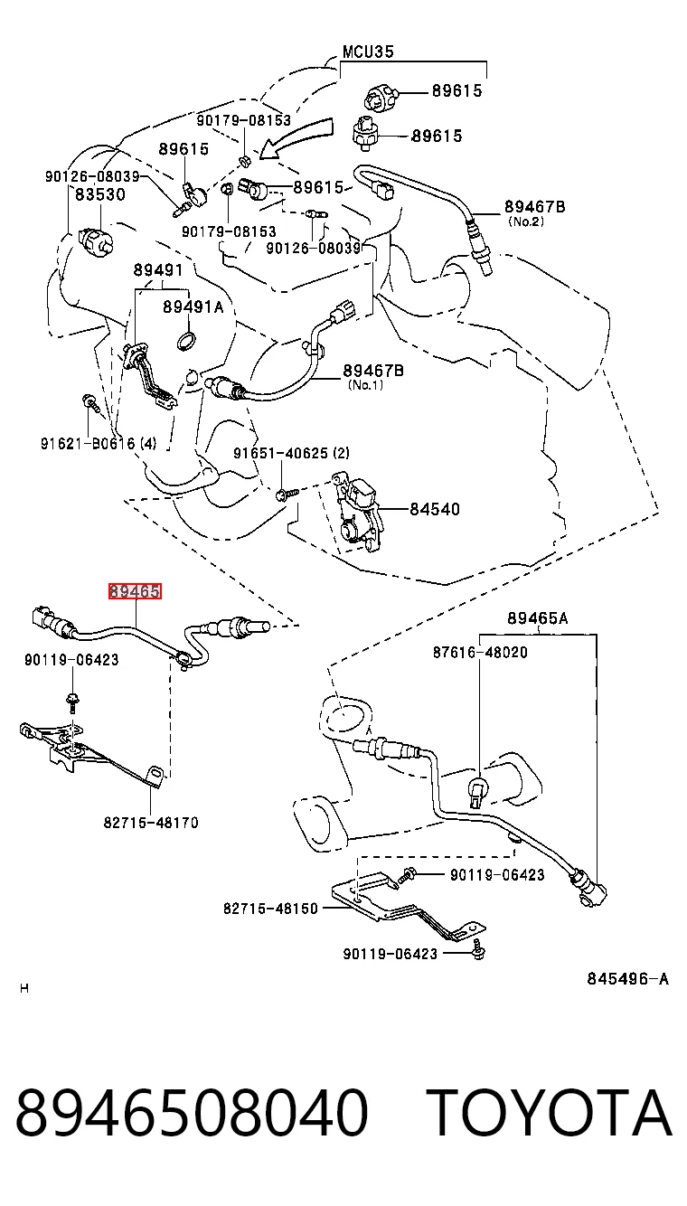 8946508040 Toyota Sonda lambda de oxígeno posterior al catalizador