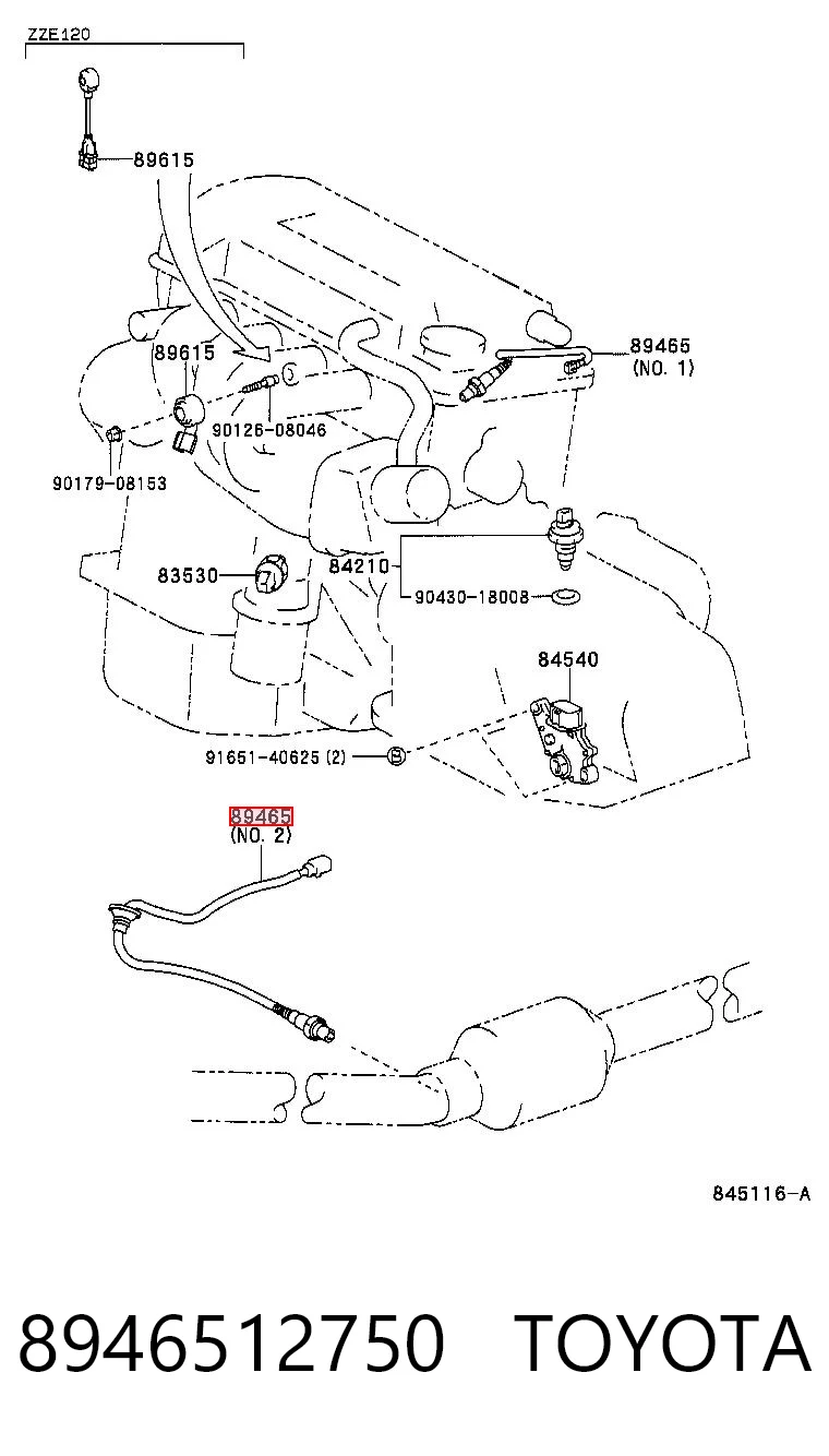 8946512750 Toyota Sensor de oxígeno previo al catalizador