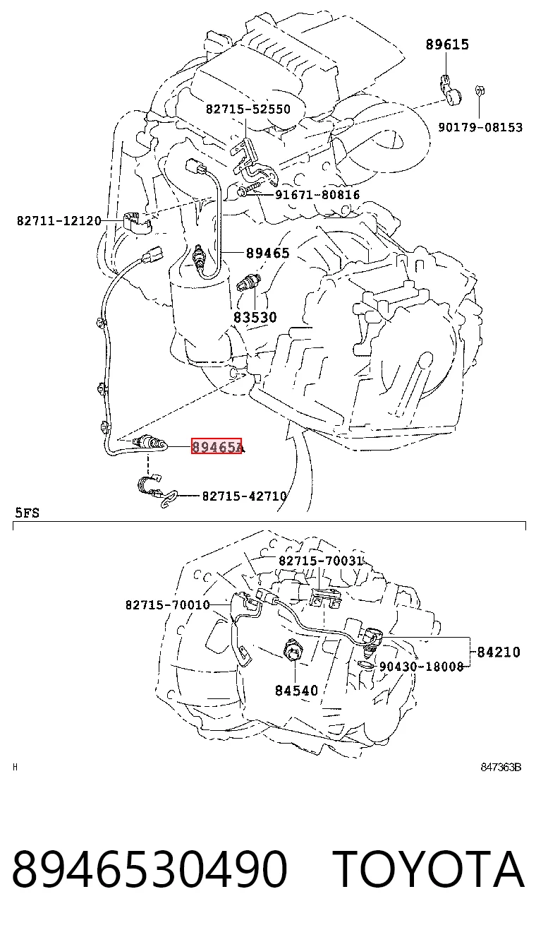 8946530490 Toyota Sonda lambda de oxígeno posterior al catalizador