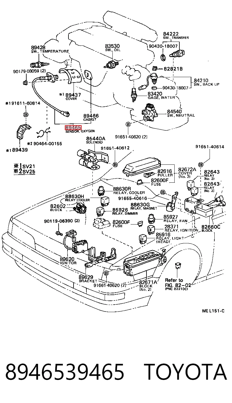 8946539465 Toyota Sensor de oxígeno previo al catalizador