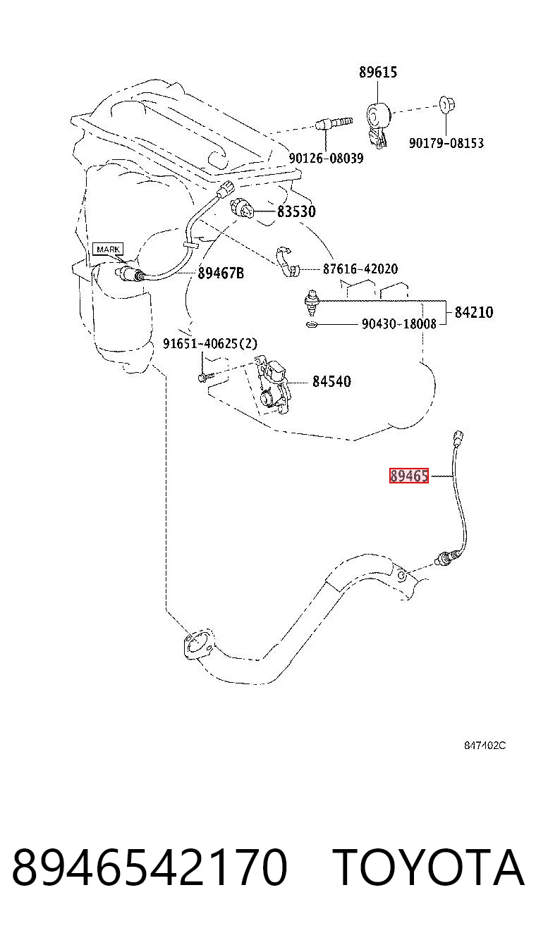 8946542170 Toyota Sonda lambda de oxígeno posterior al catalizador