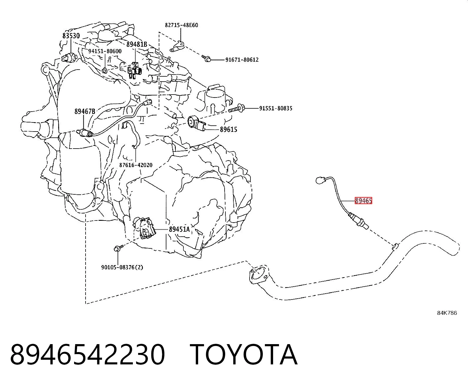 8946542230 Toyota Sonda lambda de oxígeno posterior al catalizador