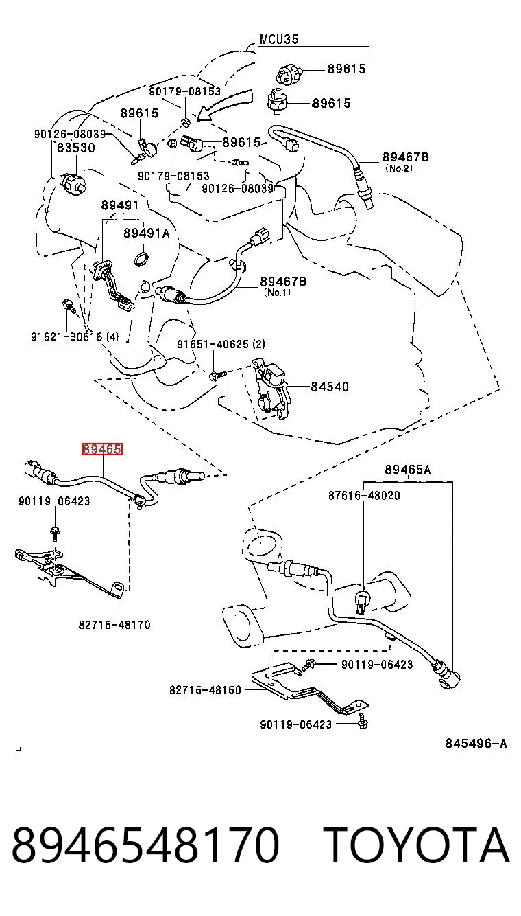 8946548170 Toyota Sonda lambda de oxígeno posterior al catalizador