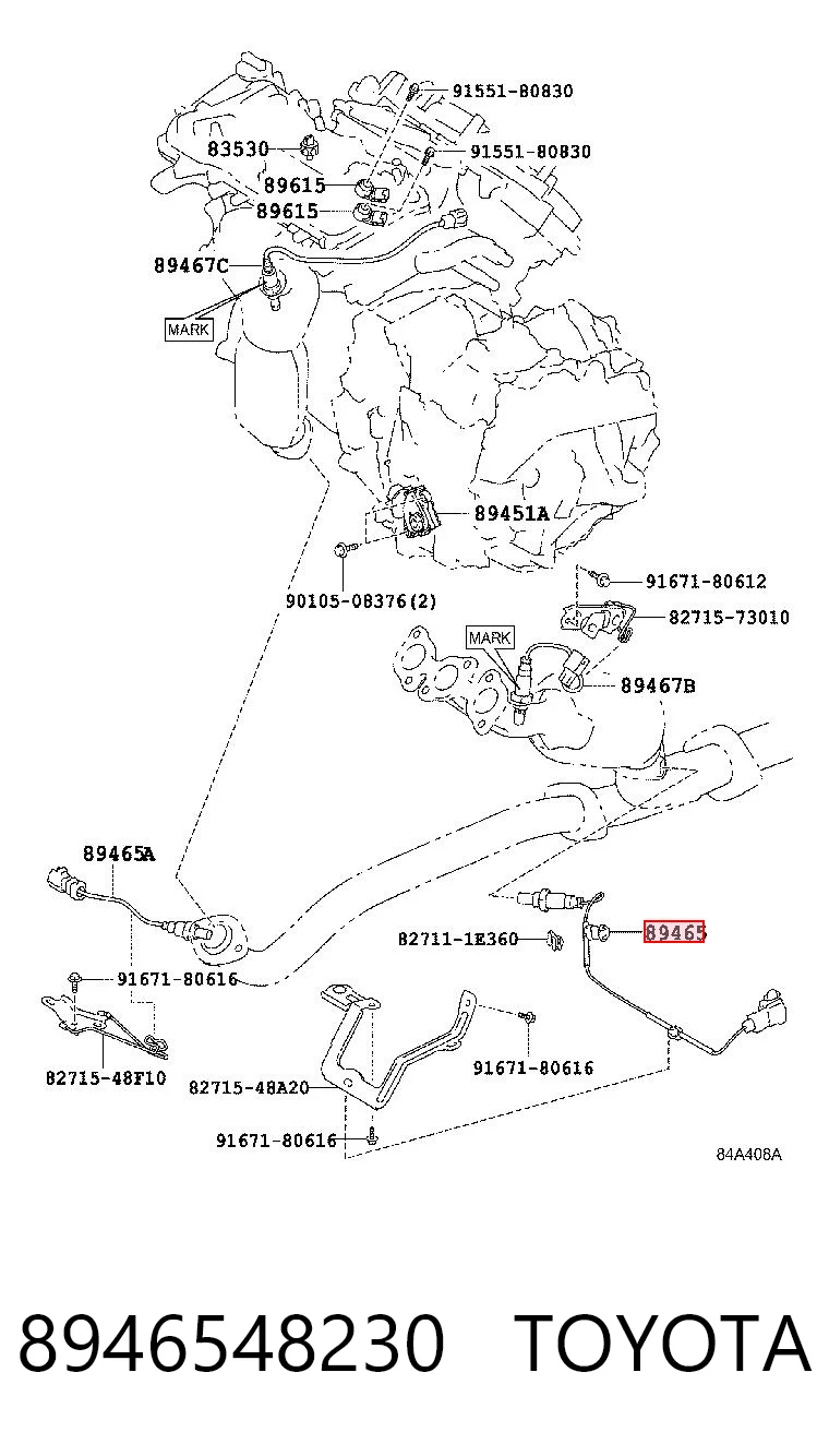 8946548230 Toyota Sonda lambda, sensor de oxígeno después del catalizador derecho