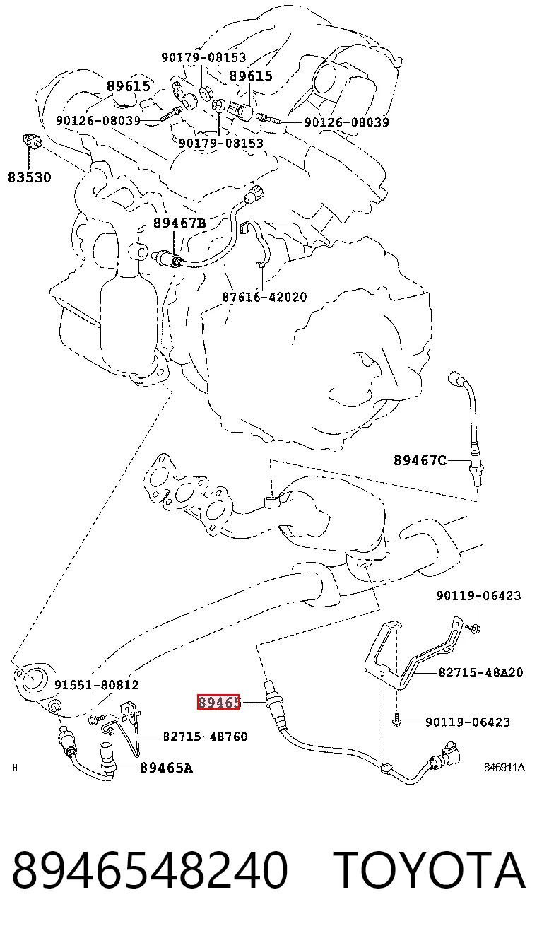 8946548240 Toyota Sonda lambda, sensor de oxígeno después del catalizador derecho