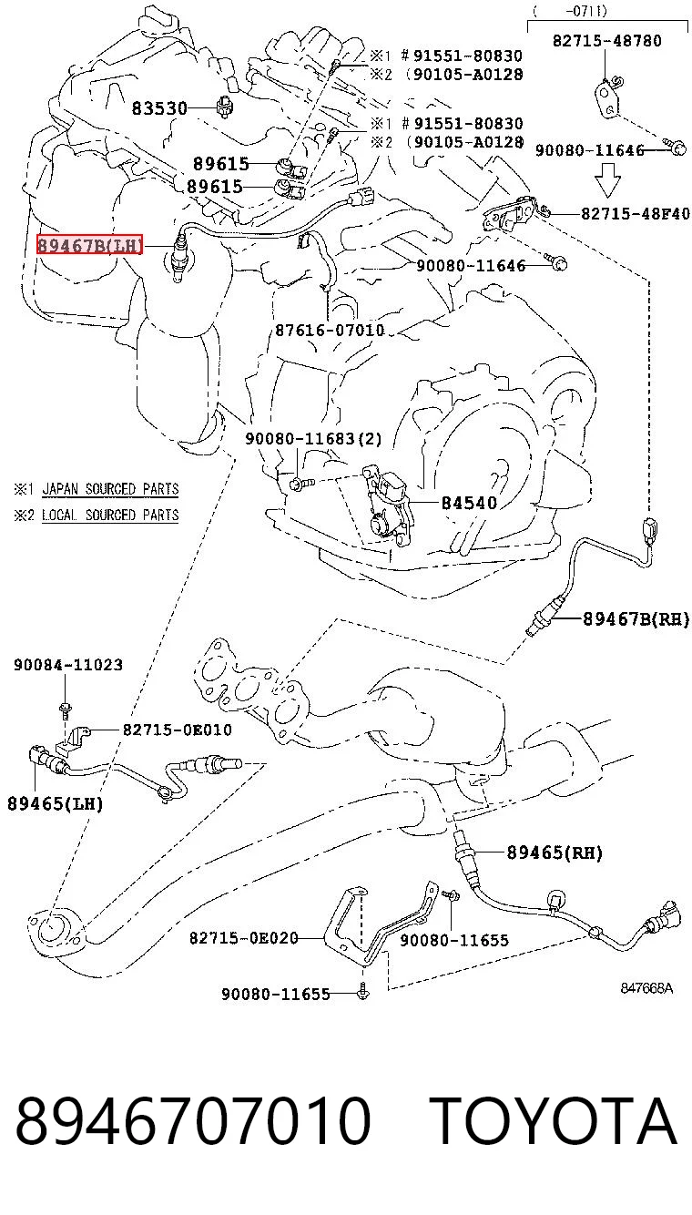 8946707010 Toyota Sonda lambda, sensor de oxígeno antes del catalizador izquierdo