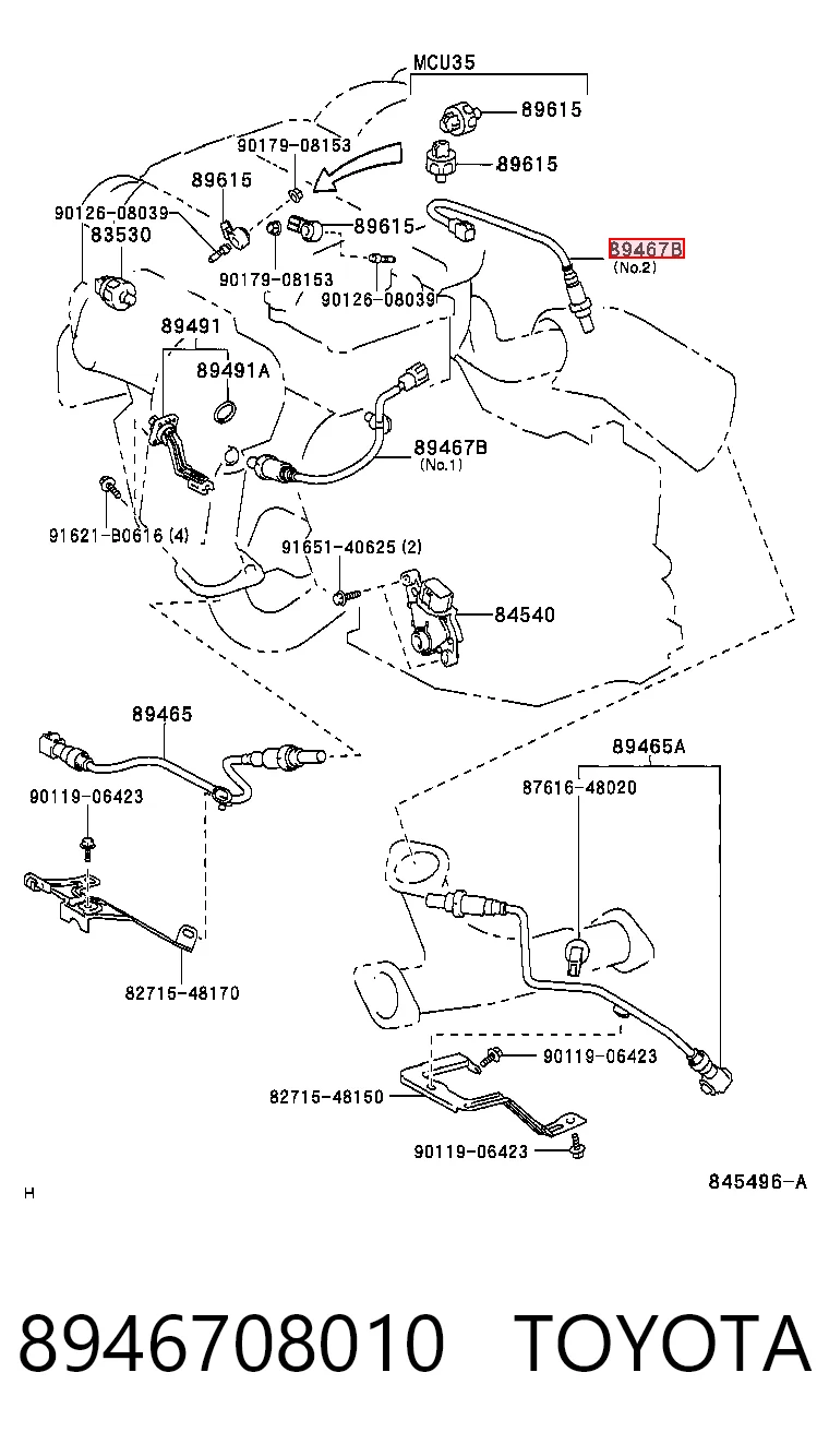 8946708010 Toyota Sensor de oxígeno previo al catalizador