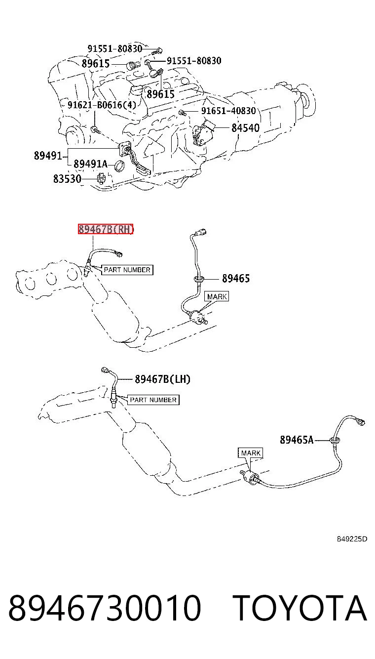 8946730010 Toyota Sensor de oxígeno previo al catalizador
