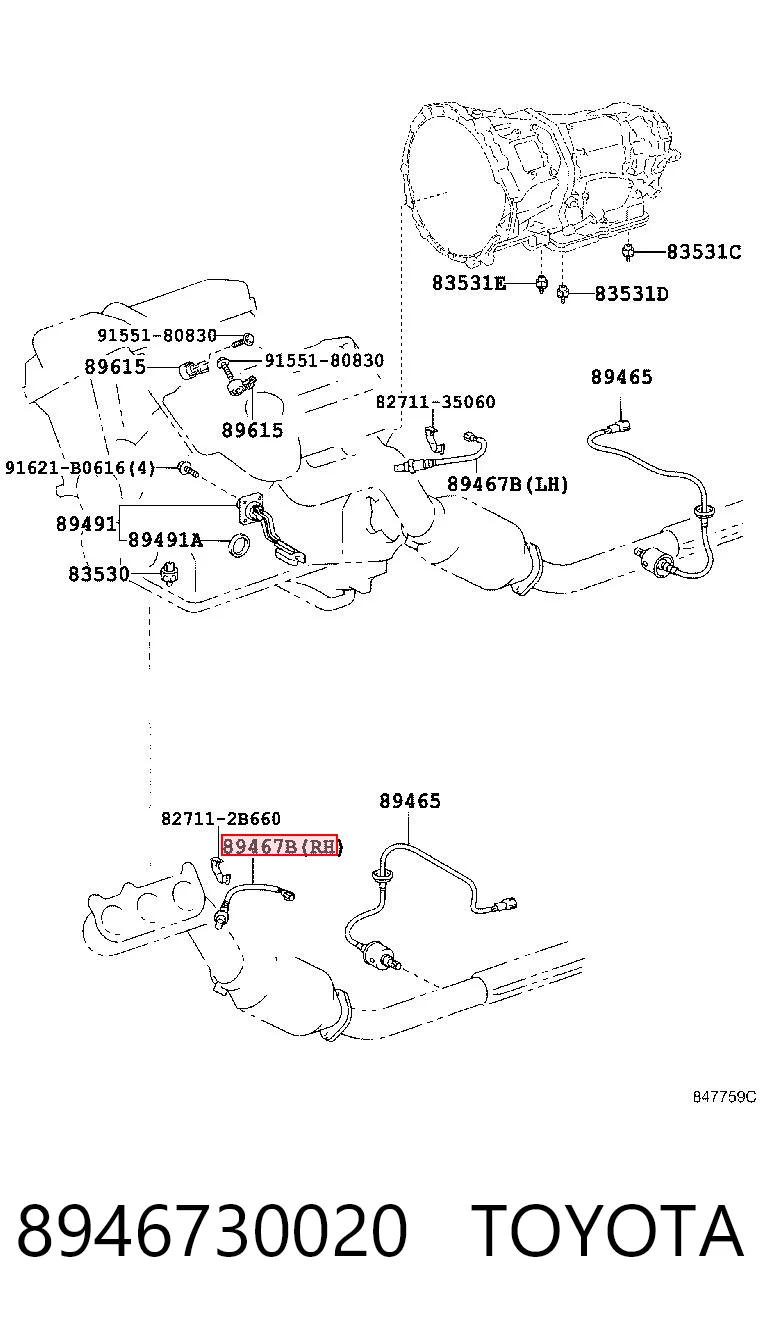8946730020 Toyota Sonda lambda, sensor de oxígeno antes del catalizador izquierdo