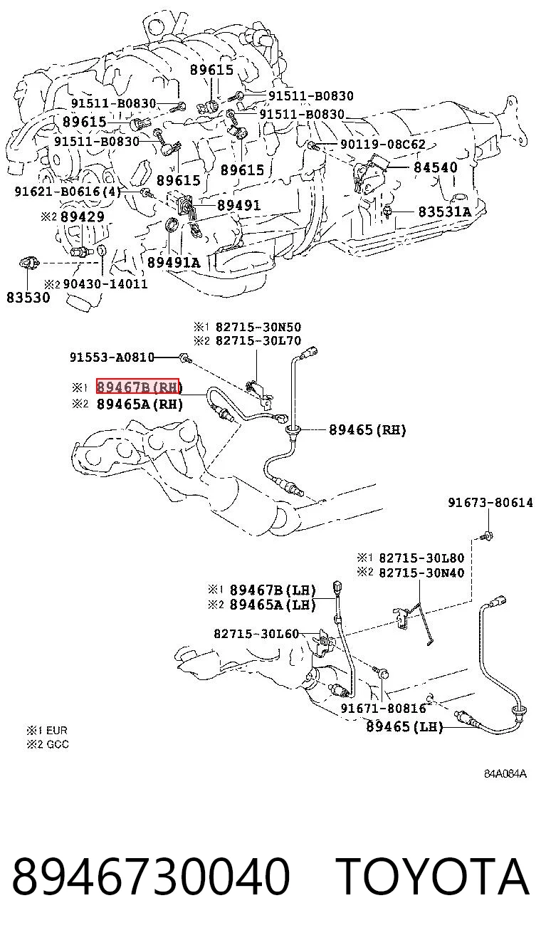 8946730040 Toyota Sensor de oxígeno previo al catalizador