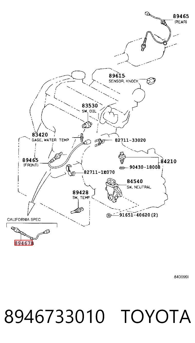 8946733010 Toyota Sonda lambda (NOx, O2)
