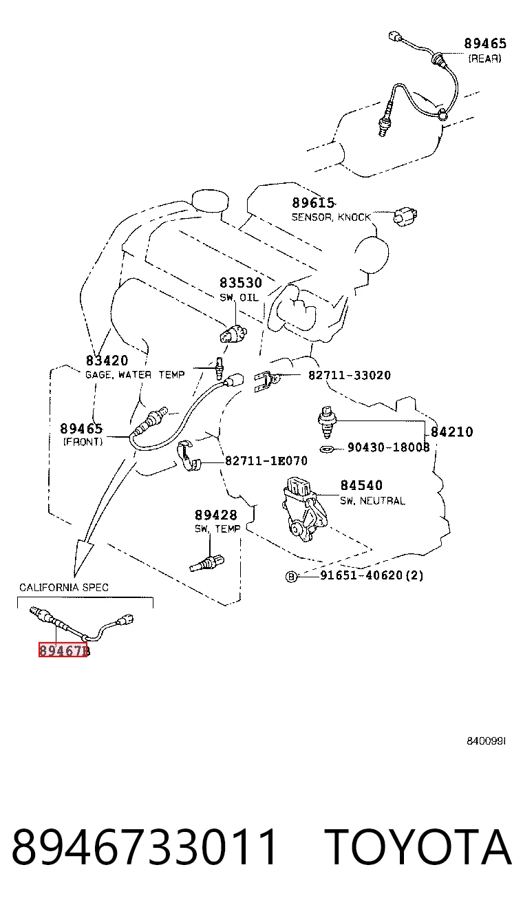 8946733011 Toyota Sonda lambda (NOx, O2)