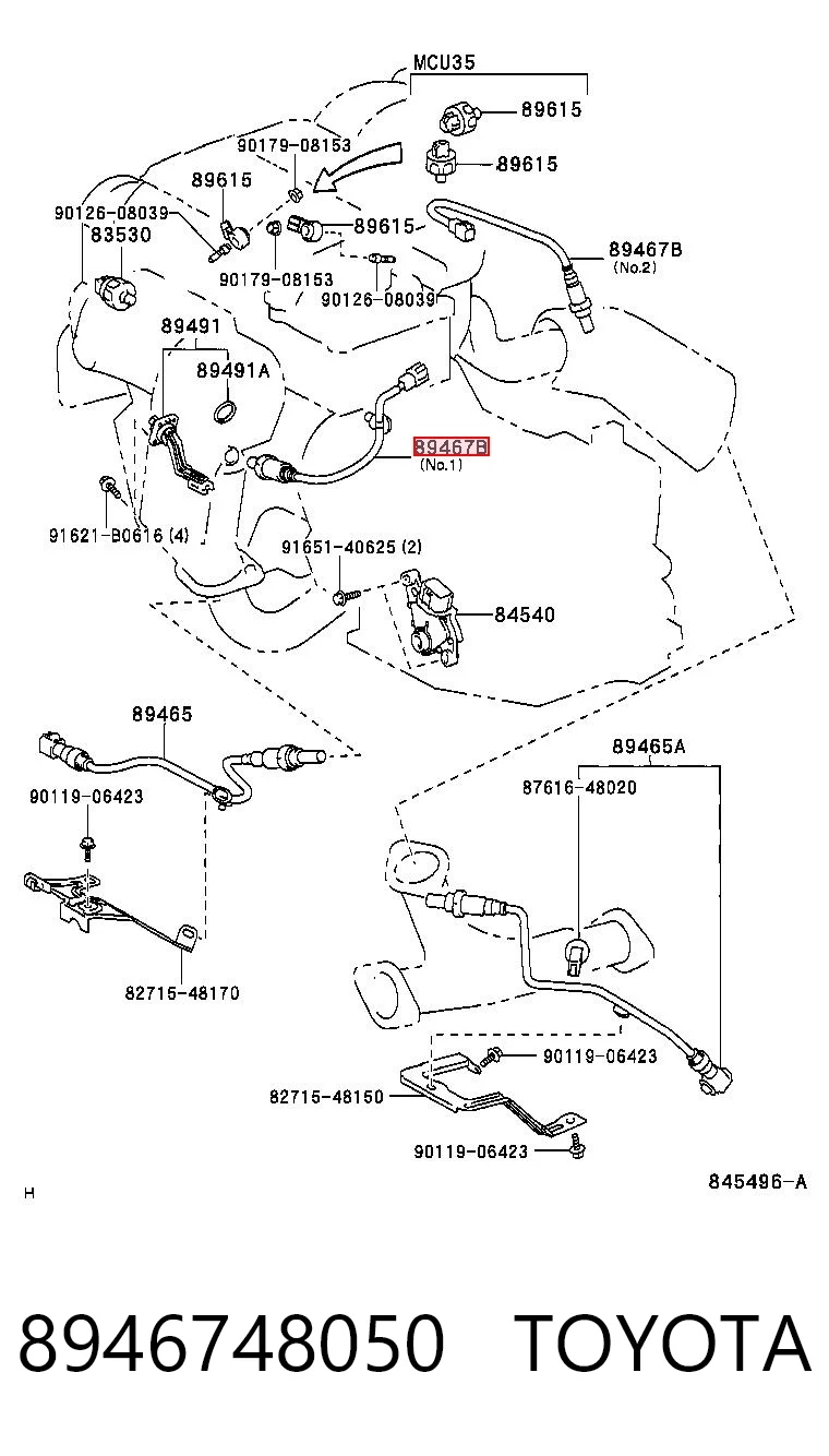 8946748050 Toyota Sensor de oxígeno previo al catalizador