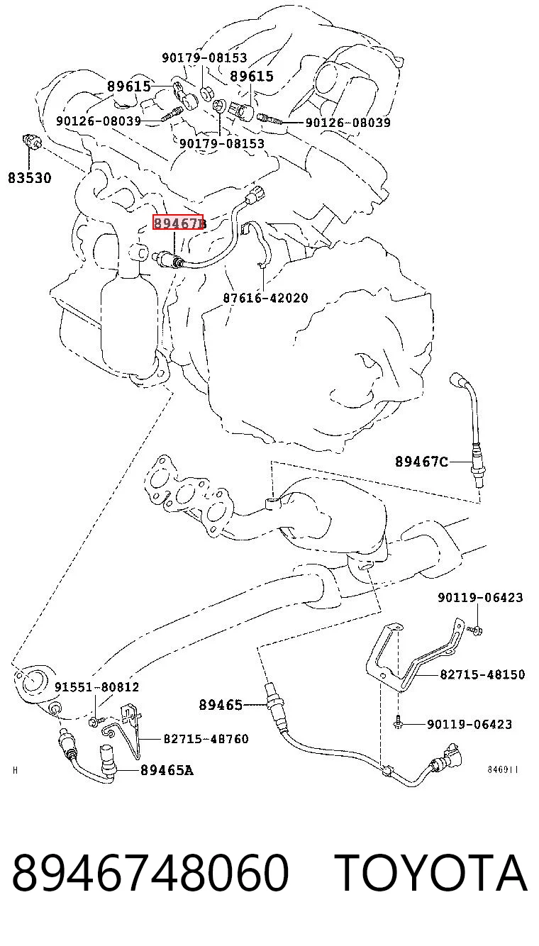 8946748060 Toyota Sensor de oxígeno previo al catalizador