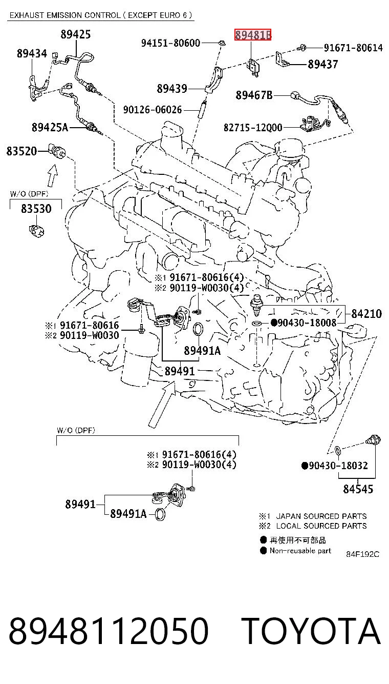 8948112050 Toyota Sensor, presión gas de escape