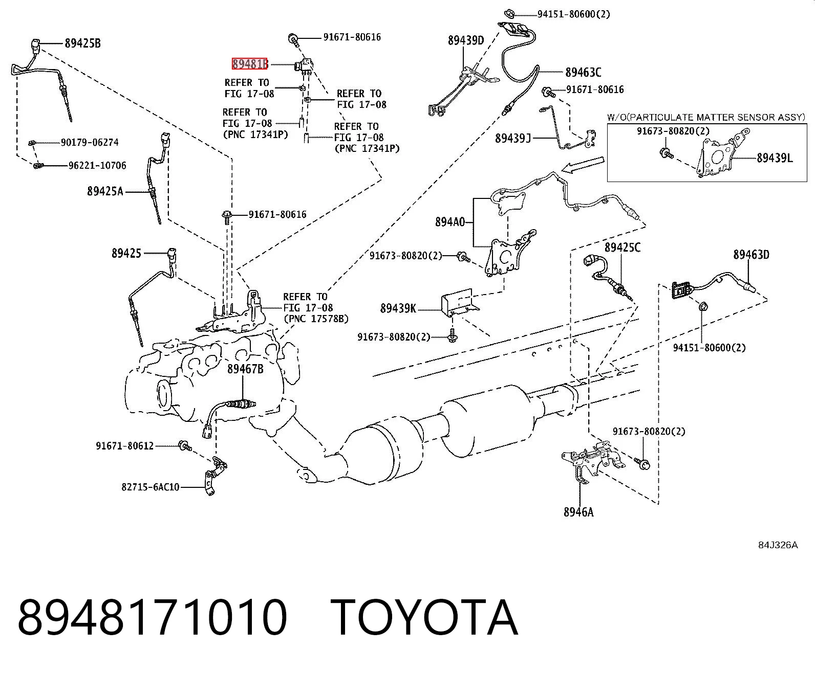 8948171010 Toyota Sensor de presion de escape
