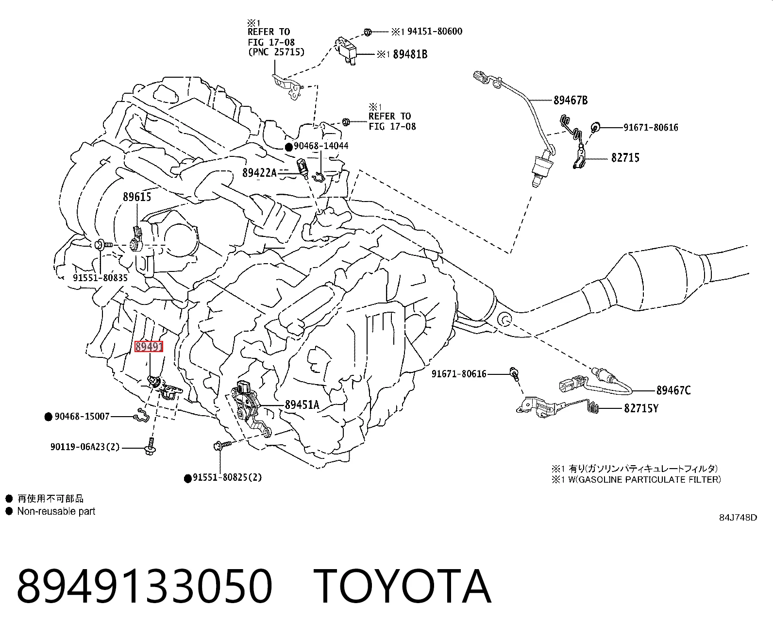 8949133050 Toyota Sensor de nivel de aceite