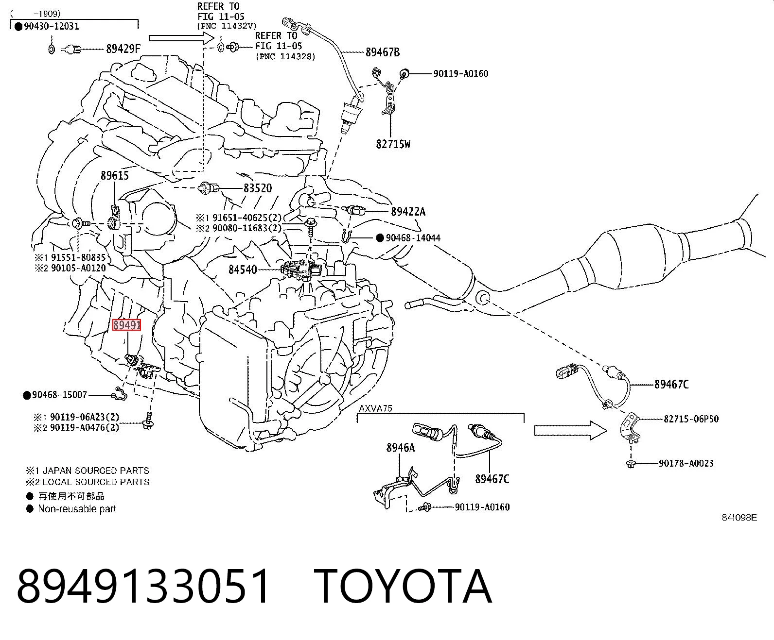 8949133051 Toyota Sensor de nivel de aceite