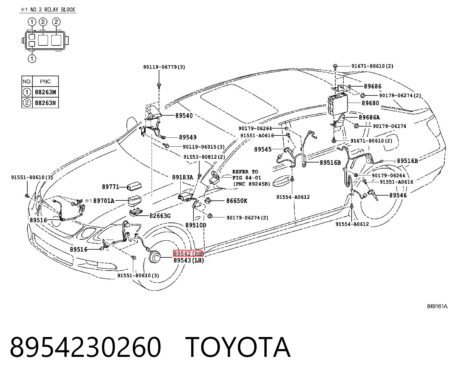 8954230260 Toyota Sensor de freno, delantero derecho