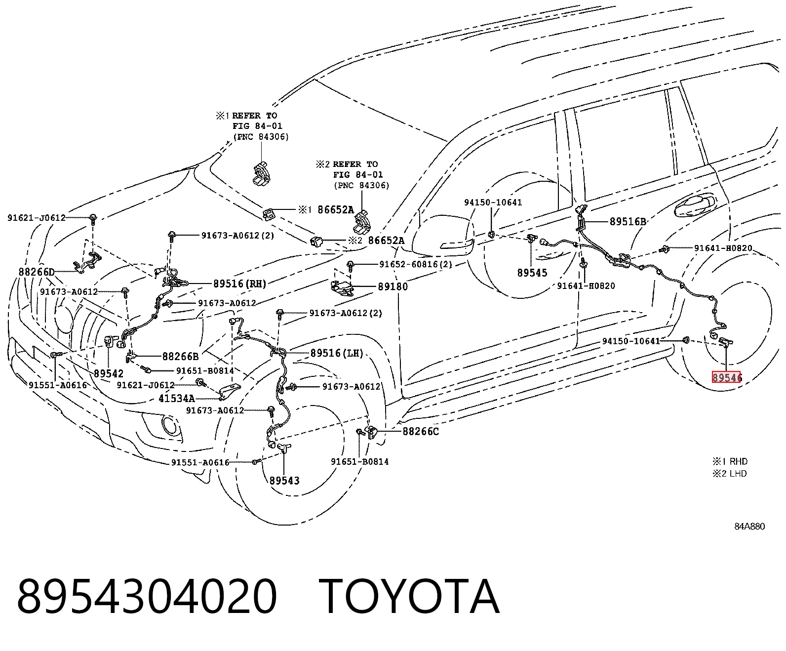 8954304020 Toyota Sensor revoluciones de la rueda, delantero izquierdo