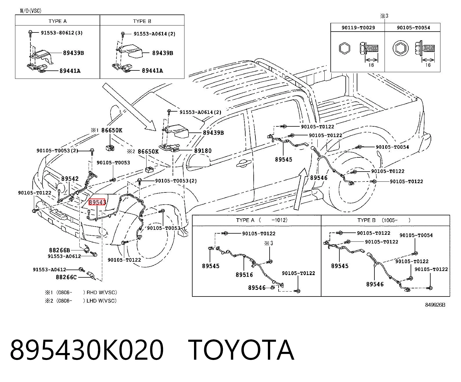 895430K020 Toyota Sensor ABS delantero izquierdo