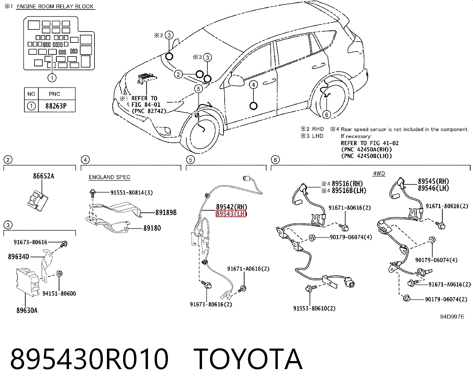 895430R010 Toyota Sensor revoluciones de la rueda, delantero izquierdo