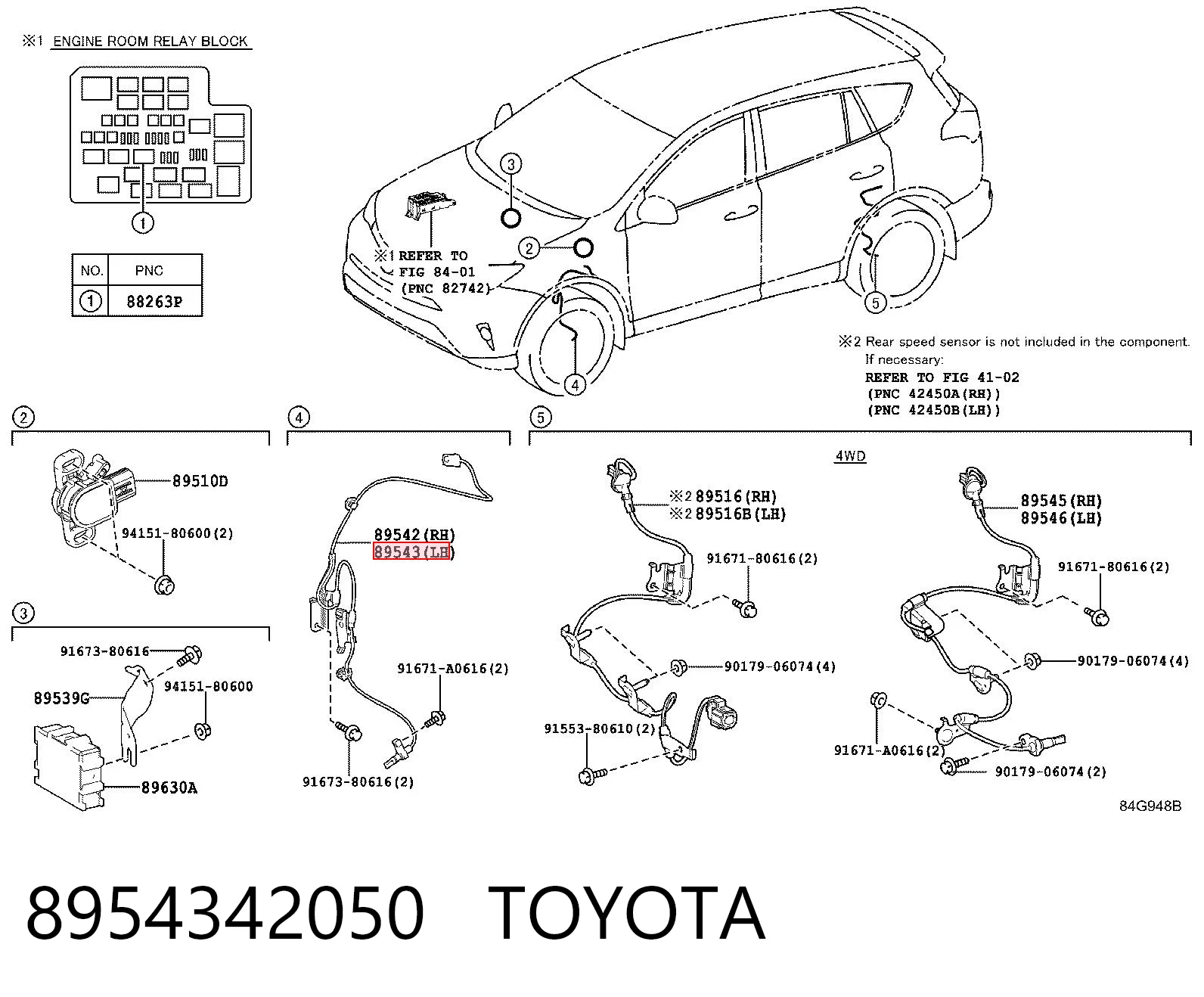 8954342050 Toyota Sensor revoluciones de la rueda, delantero izquierdo