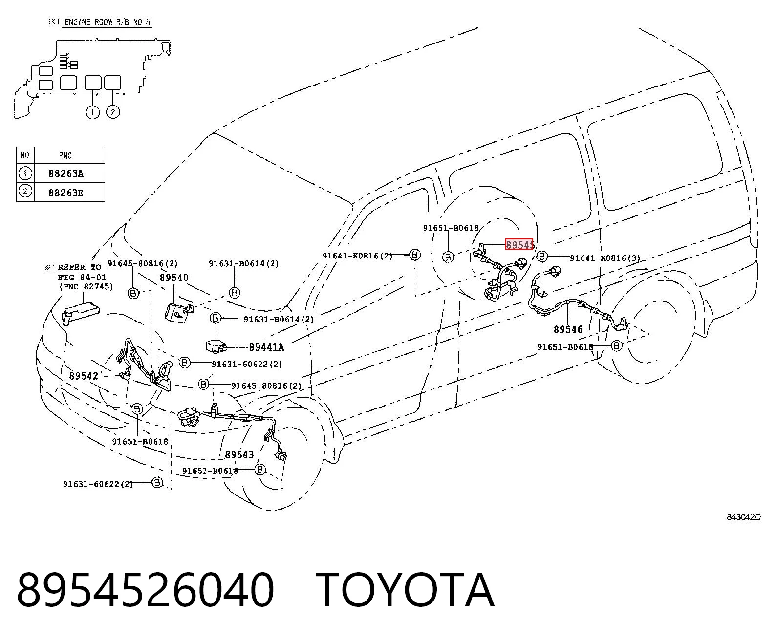 8954526040 Toyota Sensor ABS, rueda trasera derecha