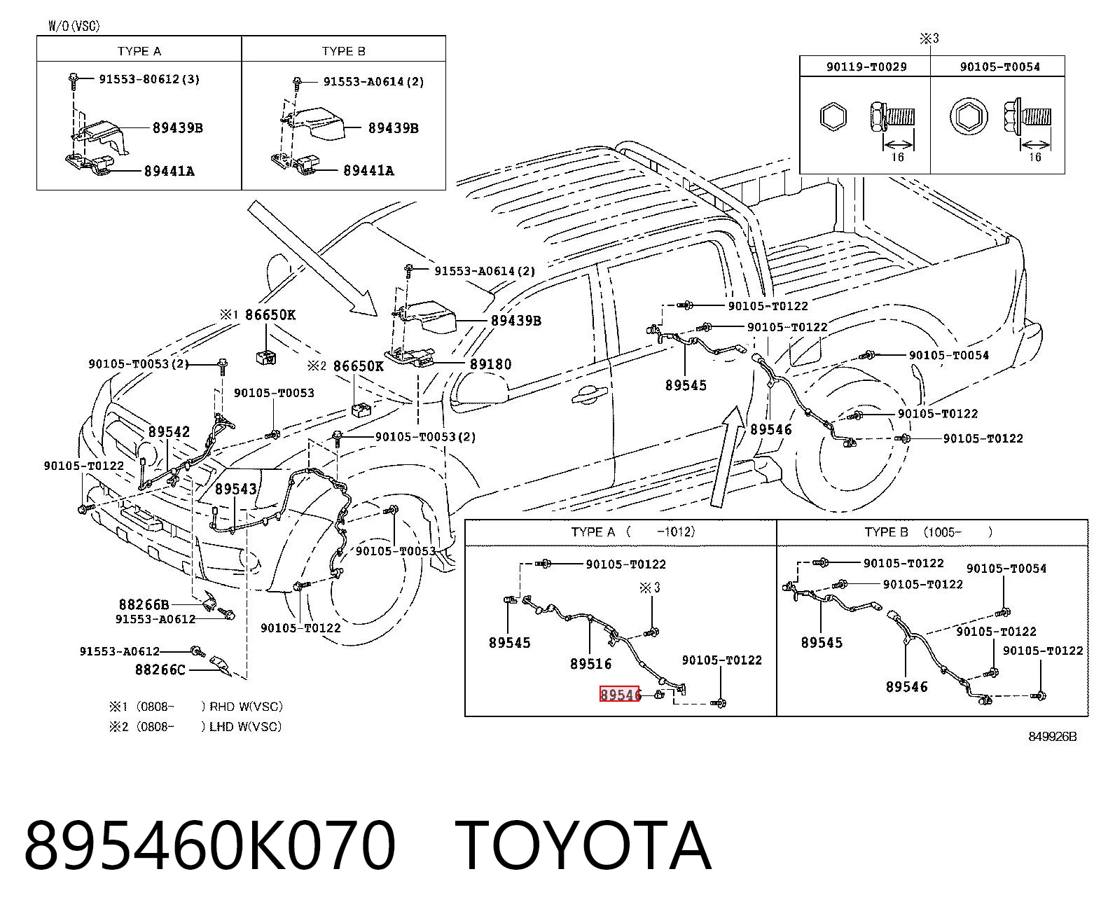 895460K070 Toyota Sensor revoluciones de la rueda, trasero izquierdo