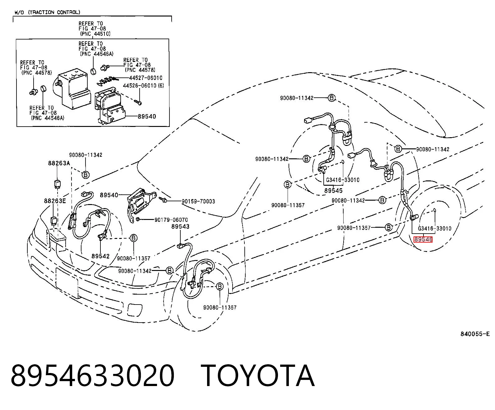 8954633020 Toyota Sensor revoluciones de la rueda, trasero izquierdo