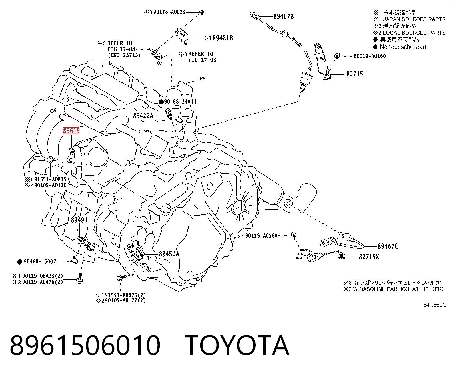 8961506010 Toyota Sensor de detonación