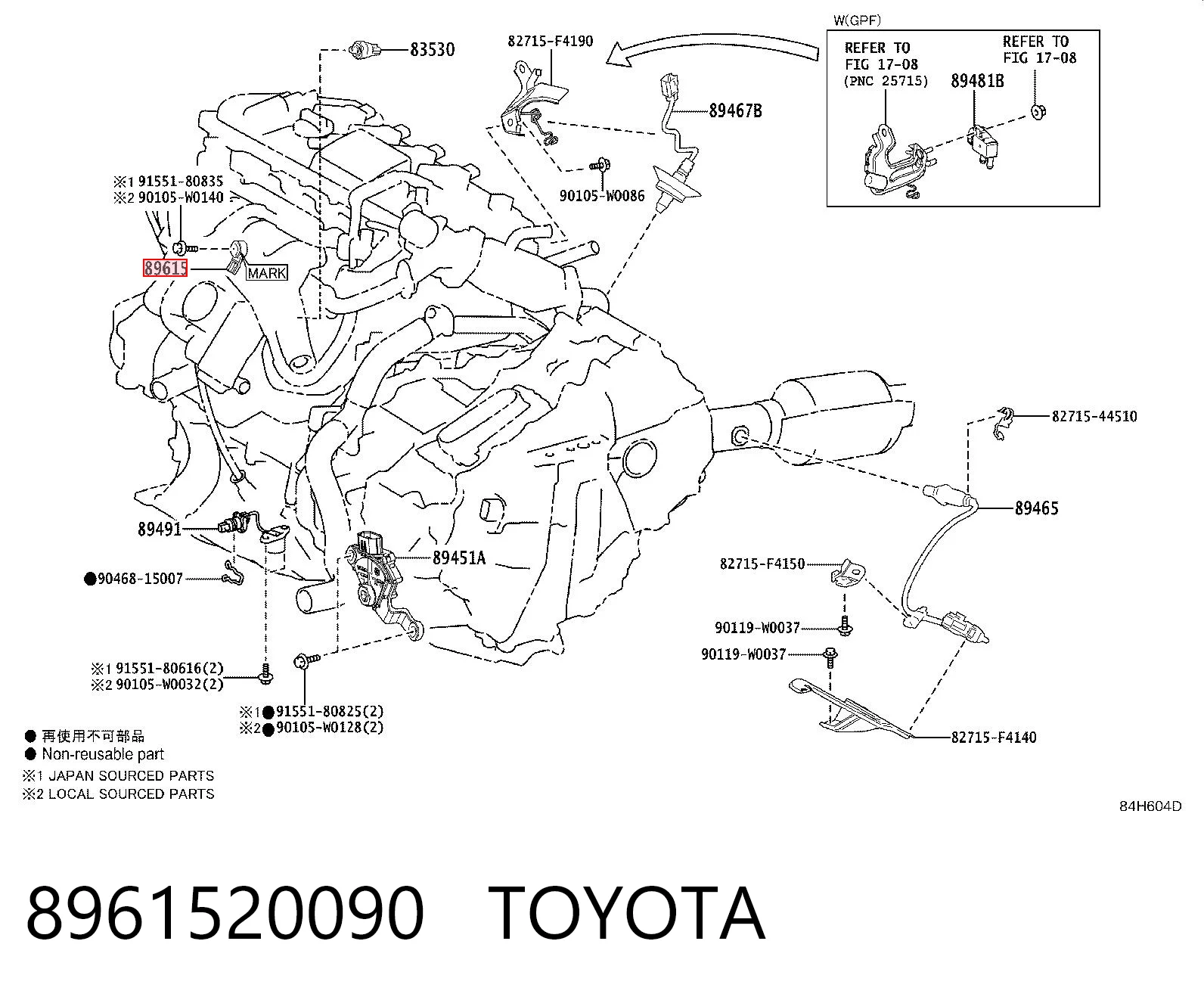 8961520090 Toyota Sensor de detonación