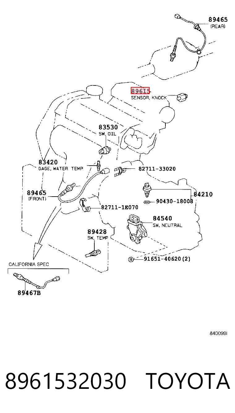 8961532030 Toyota Sensor de detonación