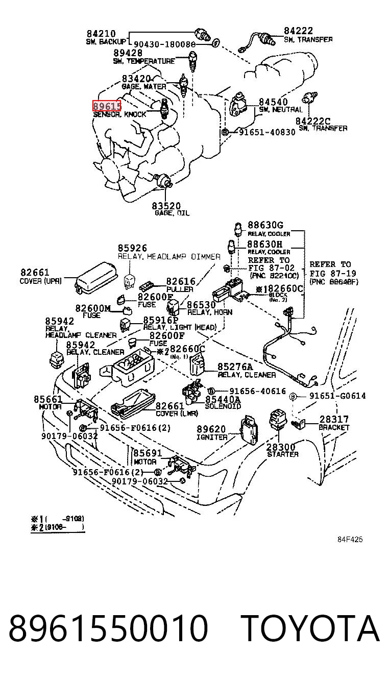 8961550010 Toyota Sensor de detonación