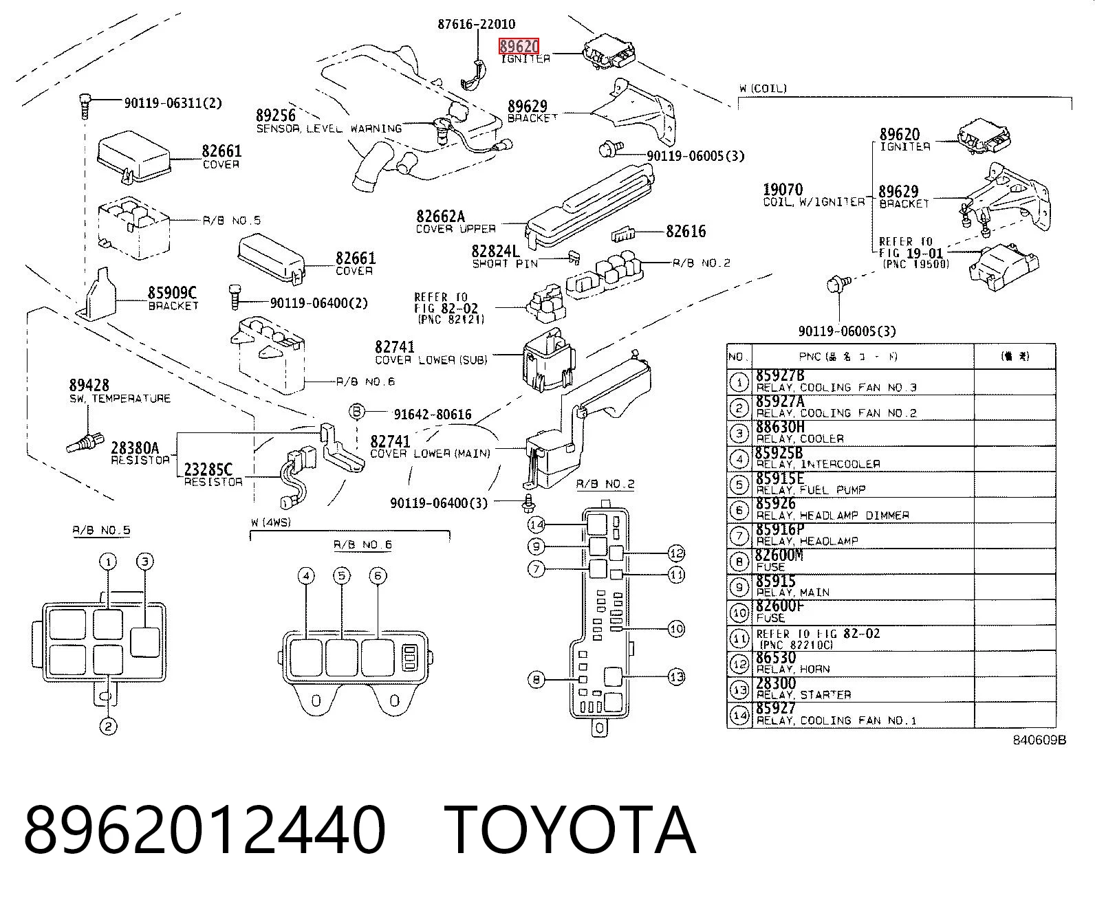 8962012440 Toyota Modulo encendido