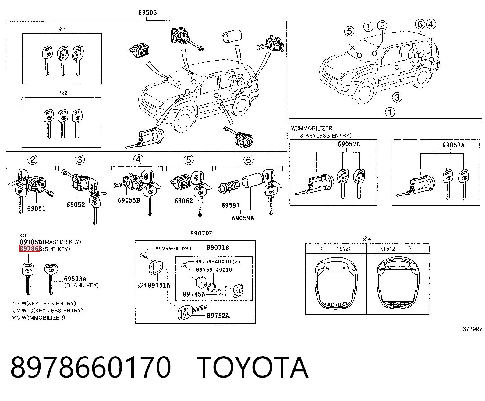 8978660170 Toyota Llave en blanco