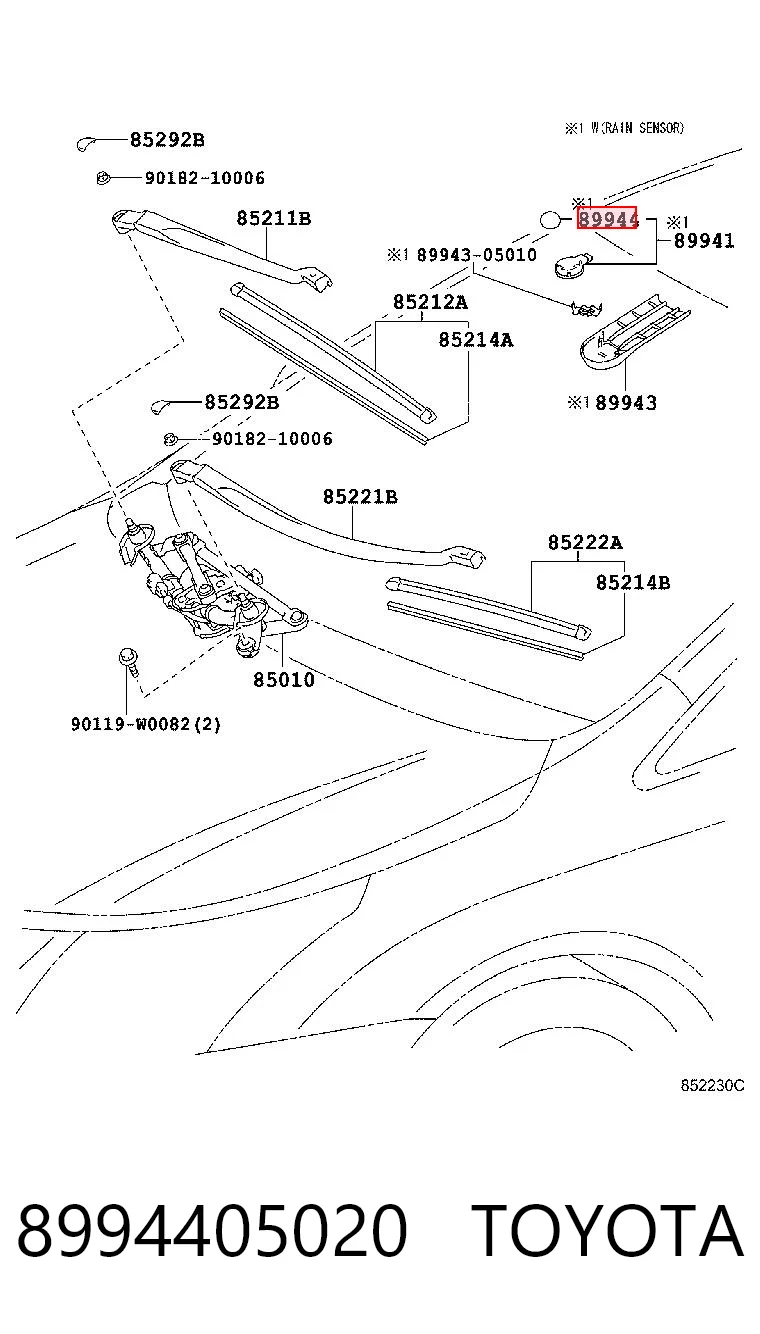 8994405020 Toyota Placa del sensor de lluvia