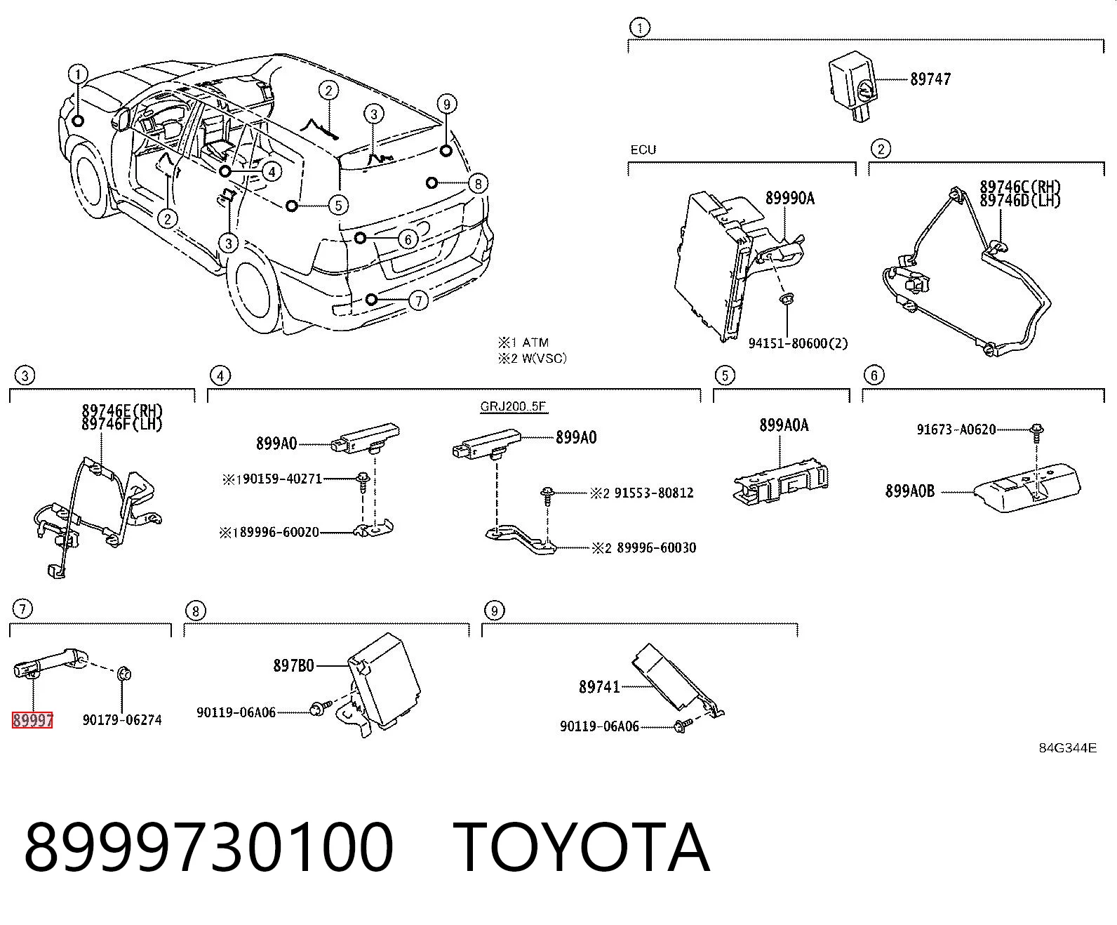 8999730100 Toyota Antena (anillo) de inmovilizador