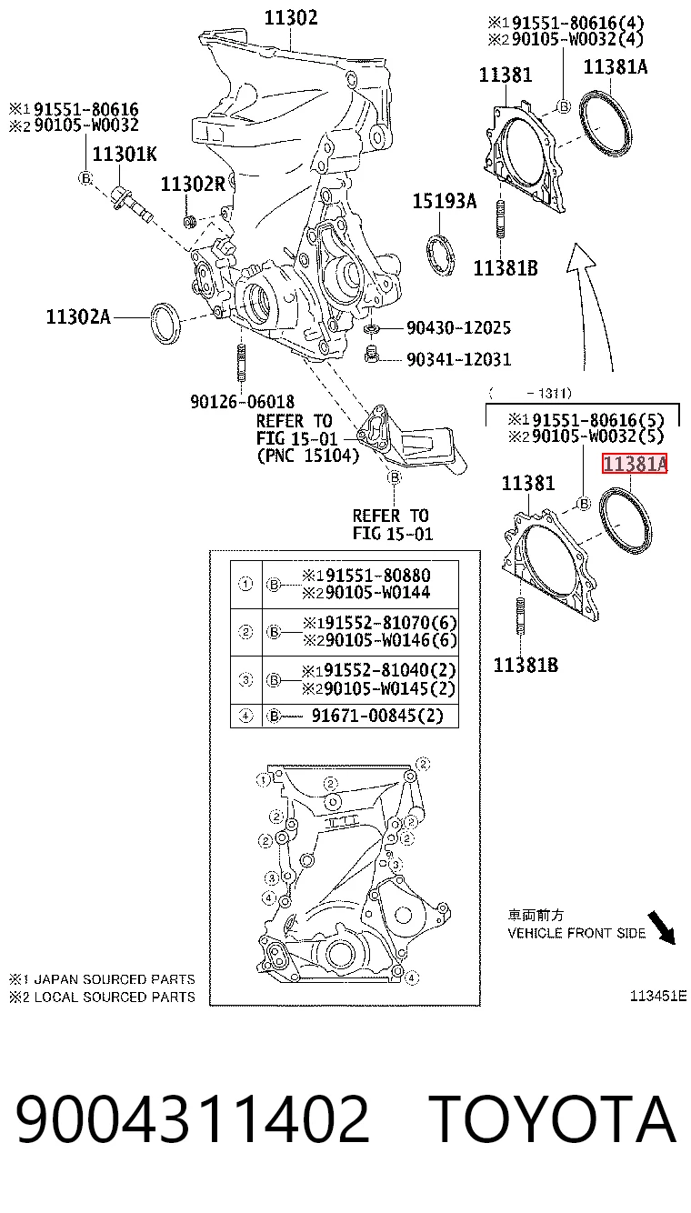 Anillo retén cigüeñal para Toyota Yaris  SP90