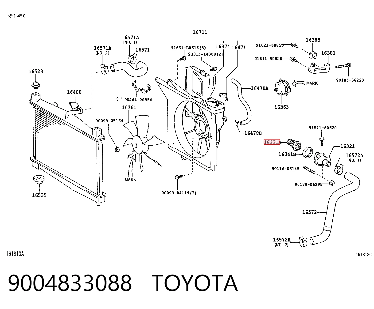 9004833088 Toyota Termostato de agua