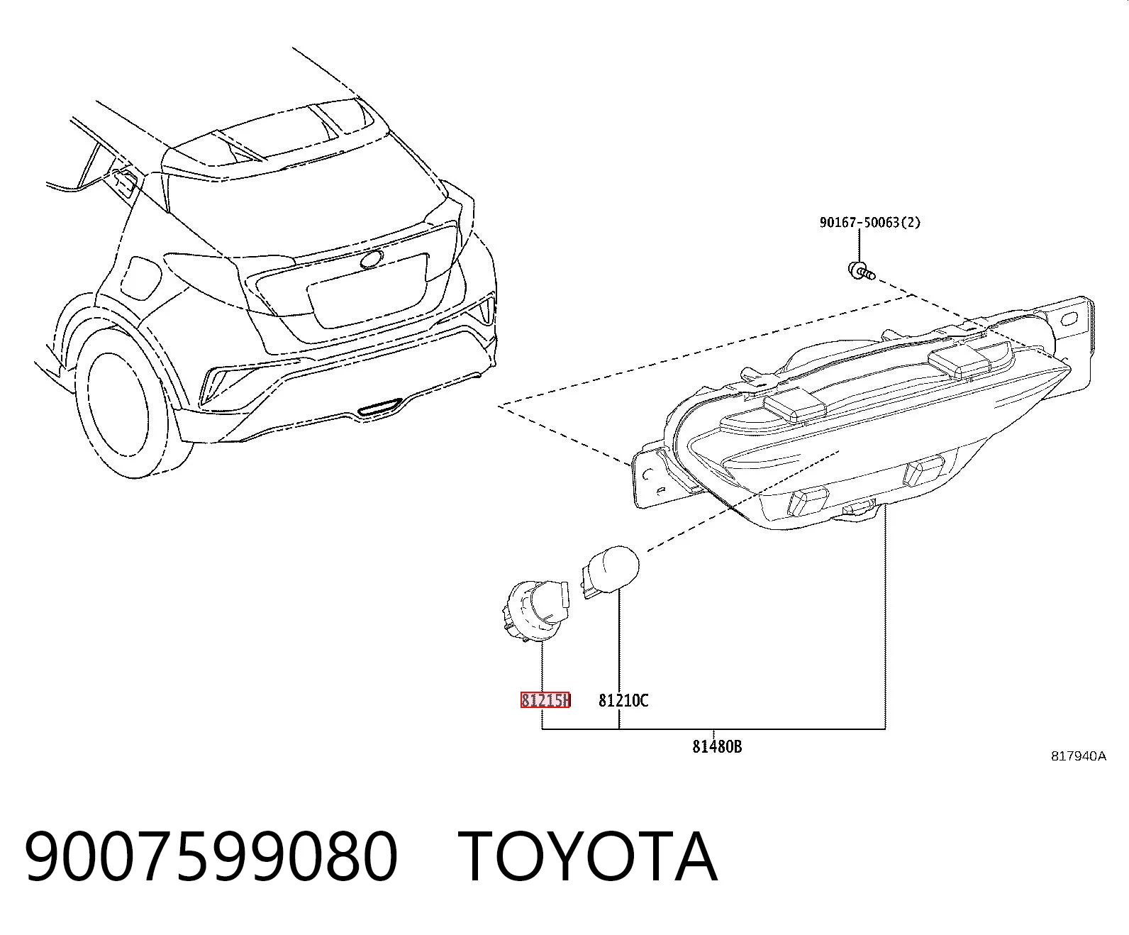 9007599080 Toyota Portalámparas de luz intermitente