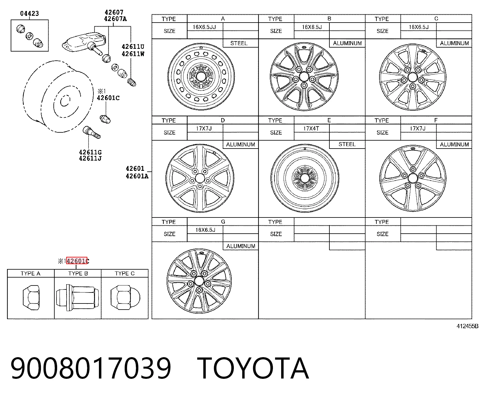 Tuerca seguridad de rueda Toyota Corolla sedán (E18) (2013 - 2021) precio, desde 5,96 EUR