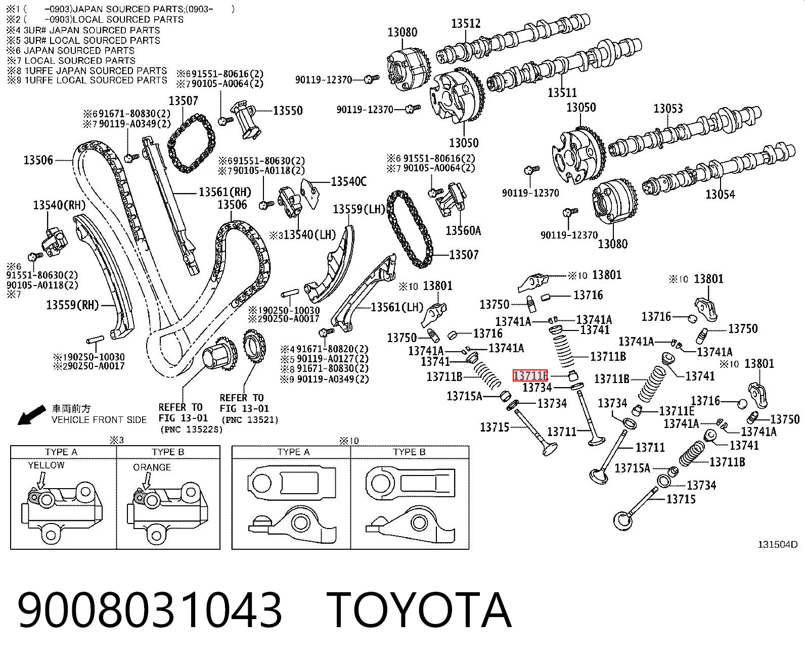 9008031043 Toyota Retén de válvula de admisión