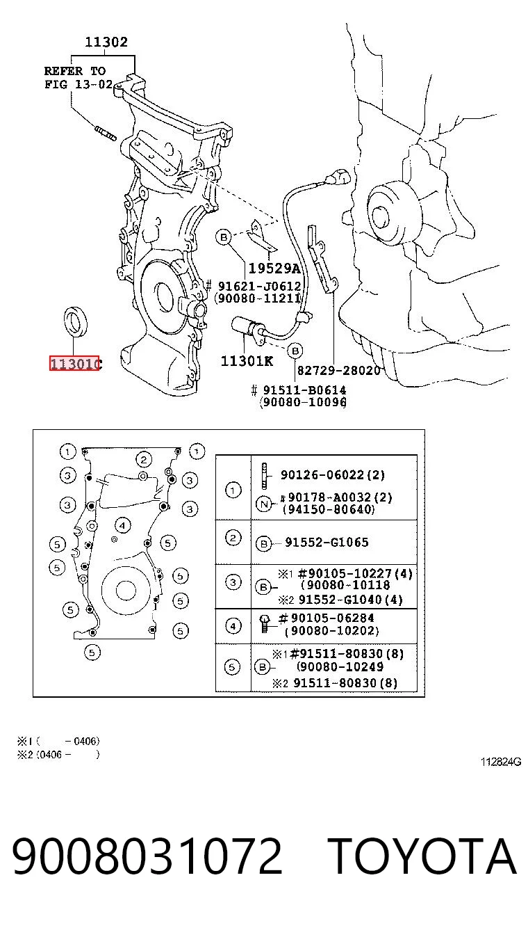 9008031072 Toyota Retén del cigüeñal frontal