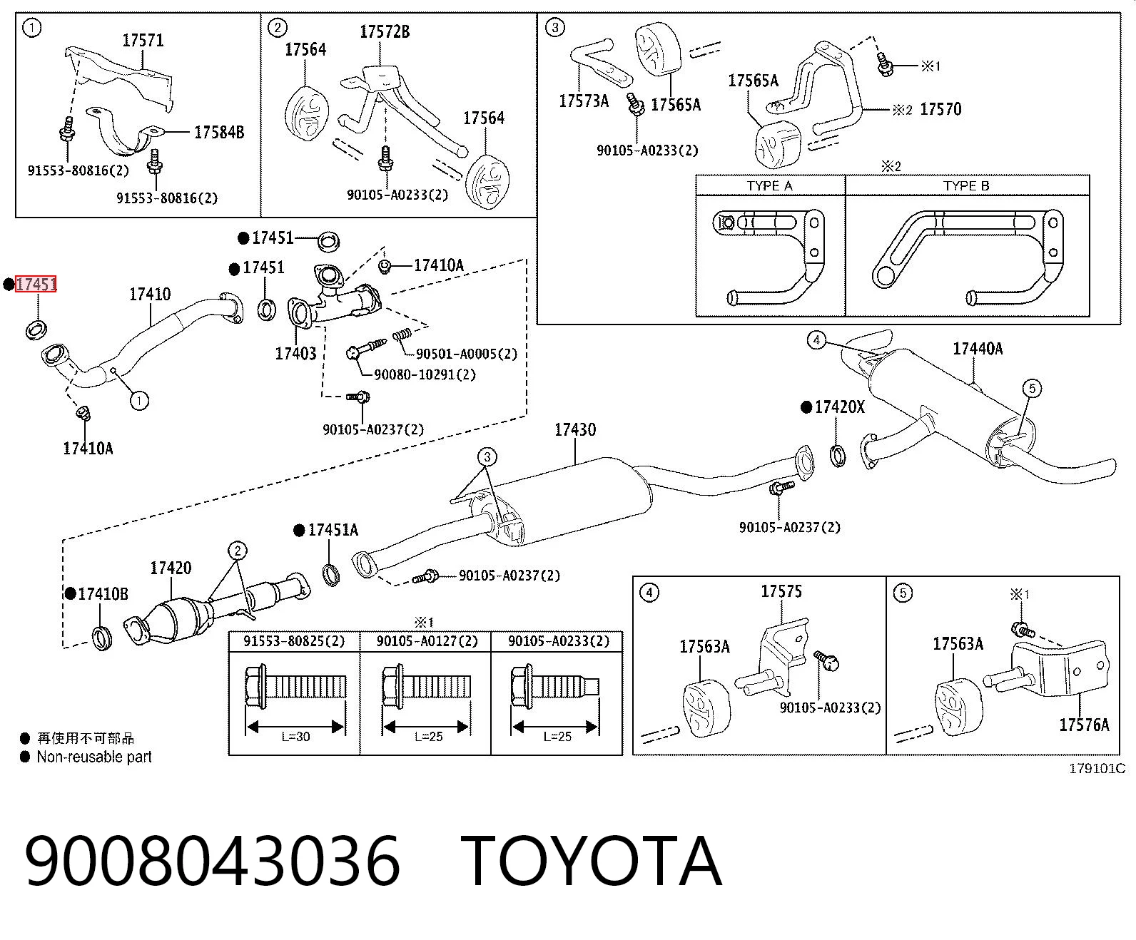 9008043036 Toyota Junta de sistema de escape
