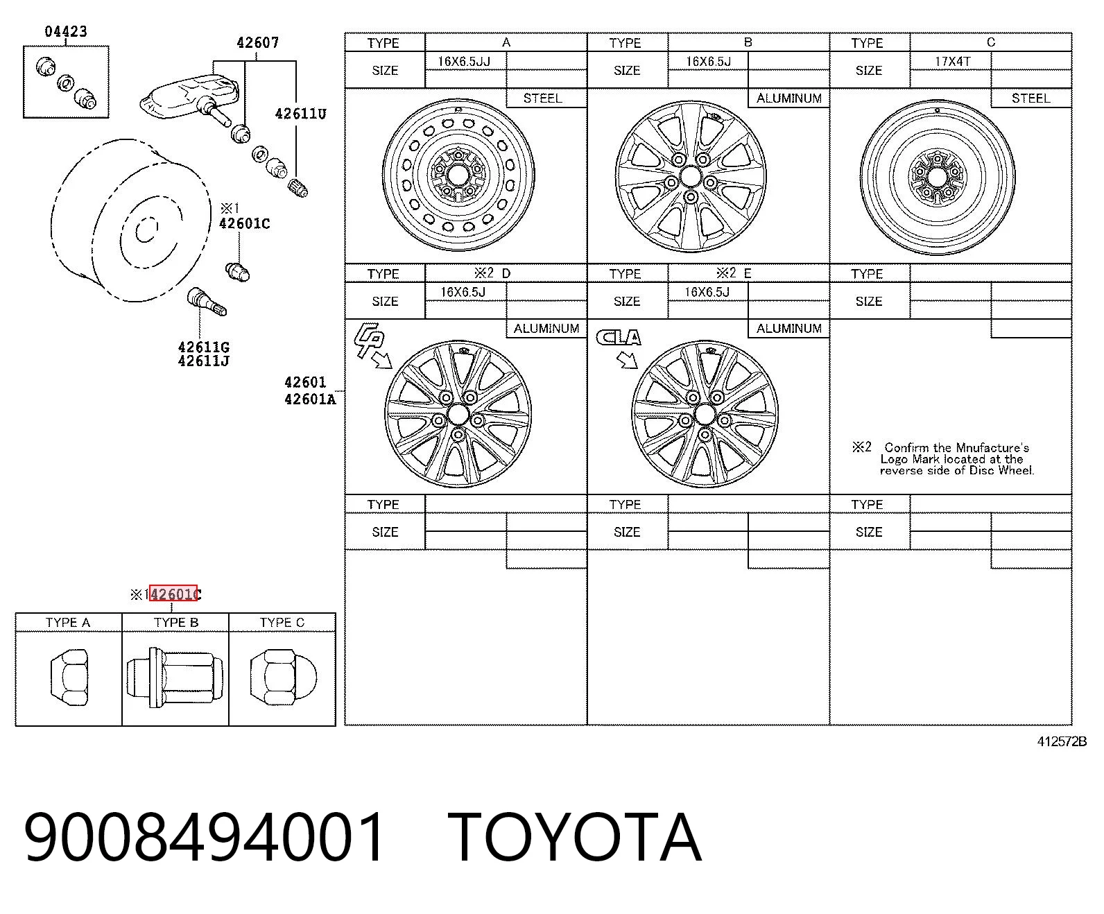  Tuercas de rueda Toyota Corolla 