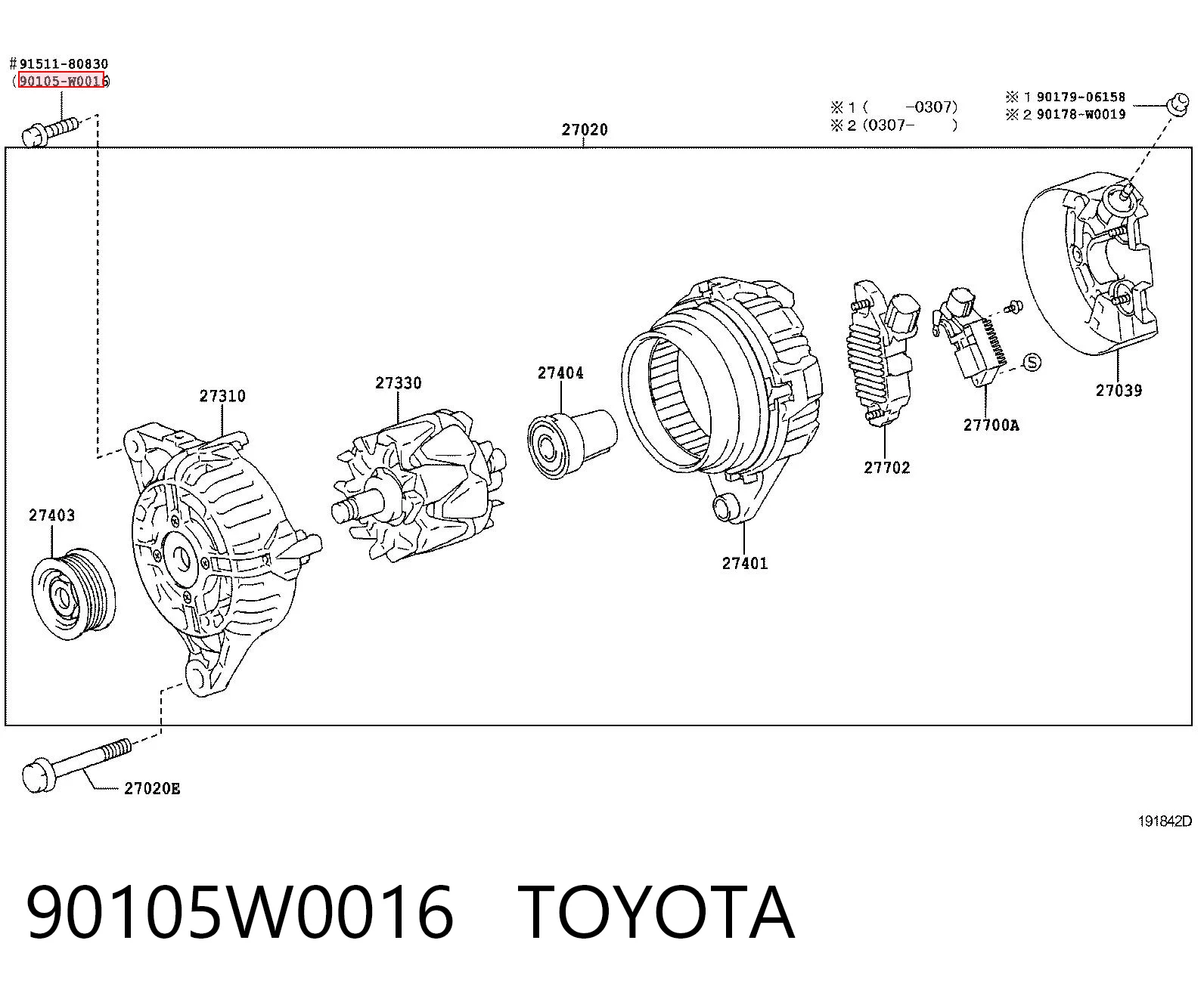 90105W0016 Toyota